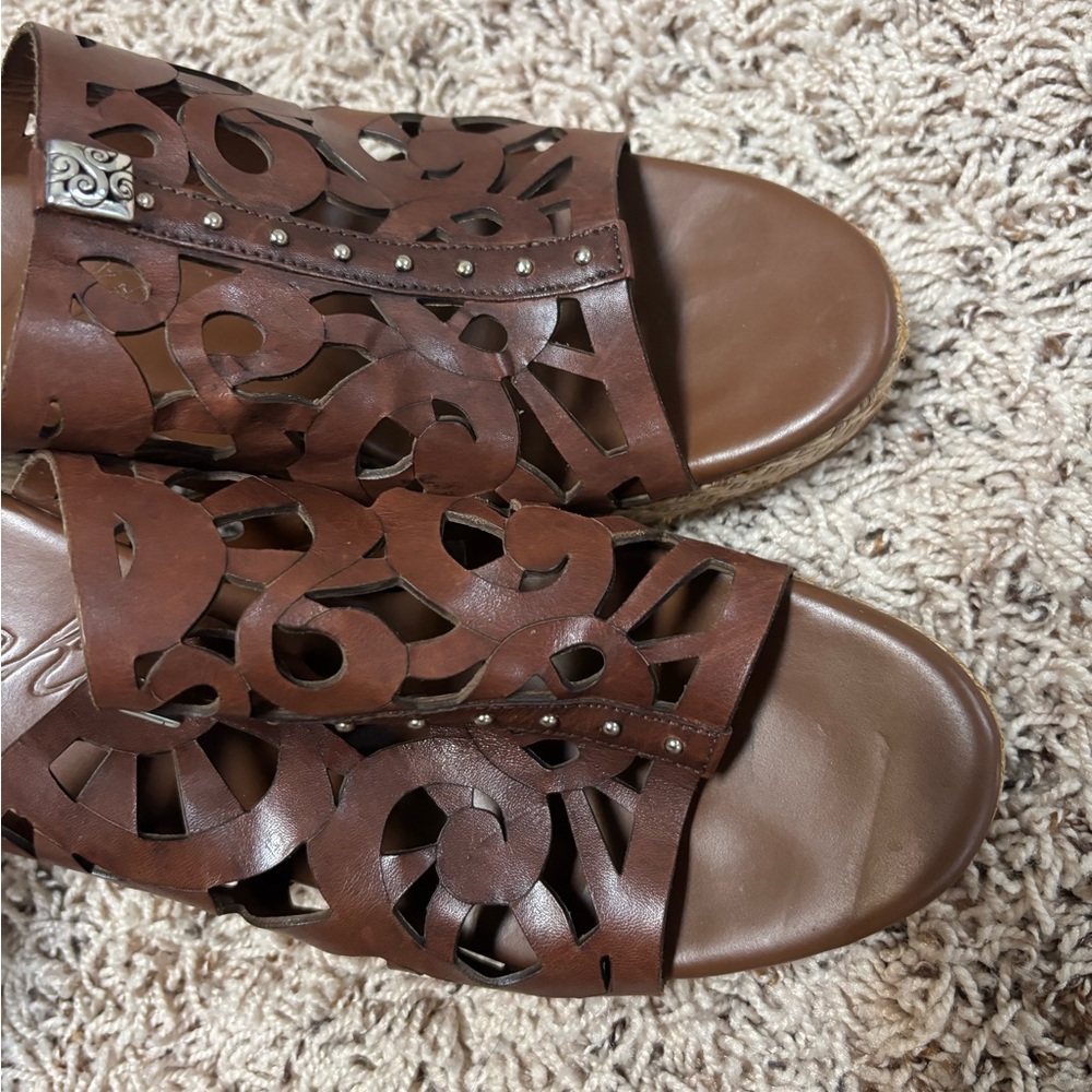Brighton Daria Platform Espadrille Wedge Sandals Brown Leather Women’s 8 - Picture 8 of 8